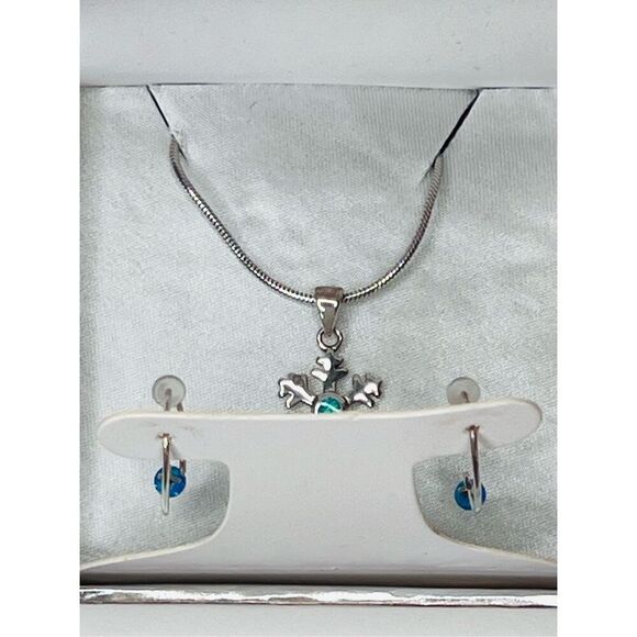 Silver 925 Simulated Fire Opal Snowflake 20" Necklace + Drop Earring Set Jewelry - Picture 13 of 15